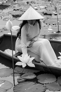 Ao Dai Charm - White Lotos, Hue, Vietnam